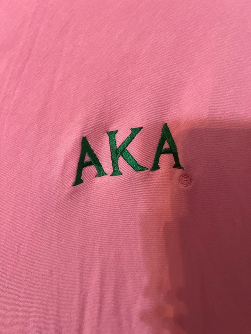 AKA Embroidered Pink Tee with Green Logo